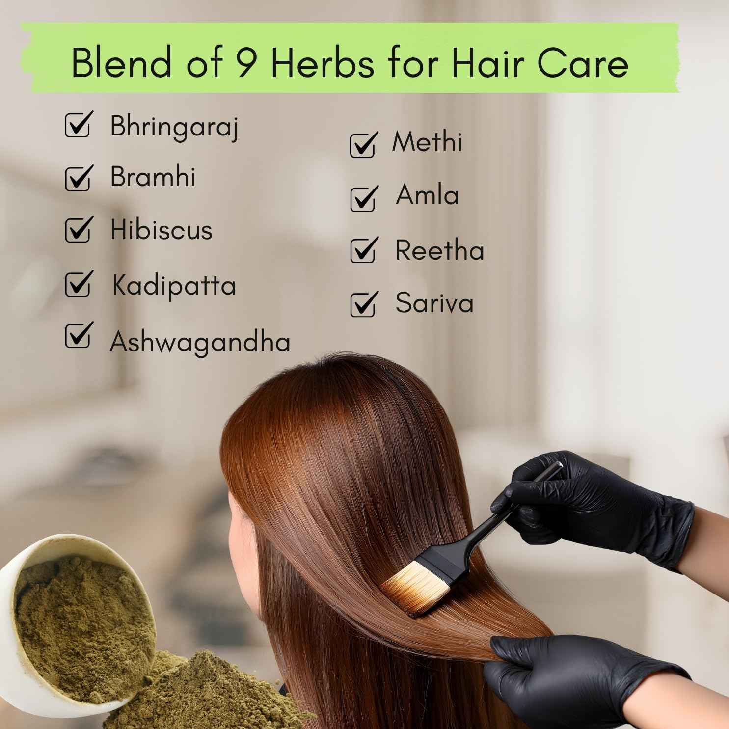 Bhringraj Brahmi Herbal Pack | Helps Reduce Breakage & Strengthen Roots | DIY Mask Powder with Hibiscus, Methi & Amla for Soft, Healthy Hair